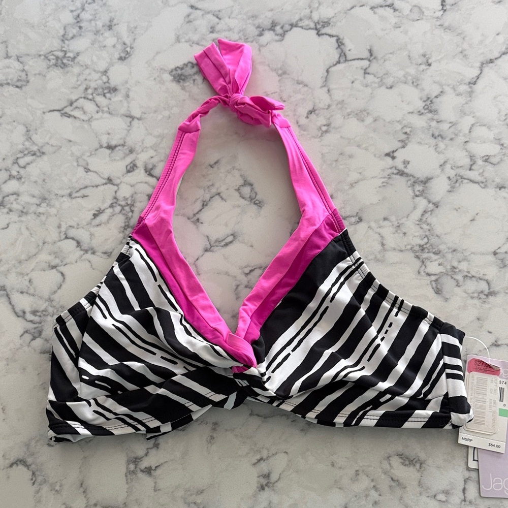Jag Jeans Black and White Zebra Print Bikini Top